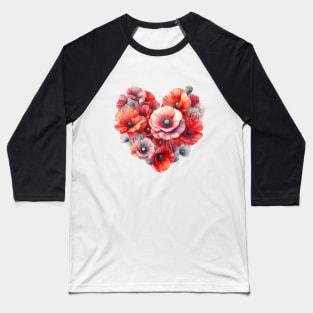 Remembrance Day: Poppy Heart Baseball T-Shirt